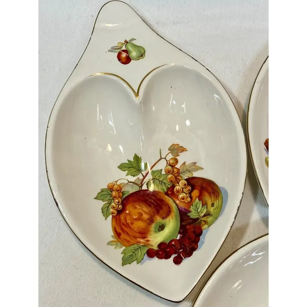 Vintage Nasco Del Coronado 3 Pottery Fruit & Nut Heart Shaped Bowls
